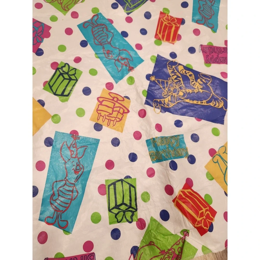 Vintage Winnie The Pooh Birthday Party Vinyl Flannel Back Table‎ Cloth 67